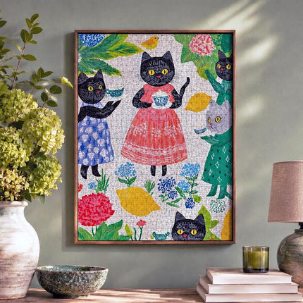 Cross & Glory - The Whiskered Tea Society - 1000 Piece Jigsaw Puzzle for Adults | Whimsical Cat Puzzle | Charming Garden Tea Party Scene