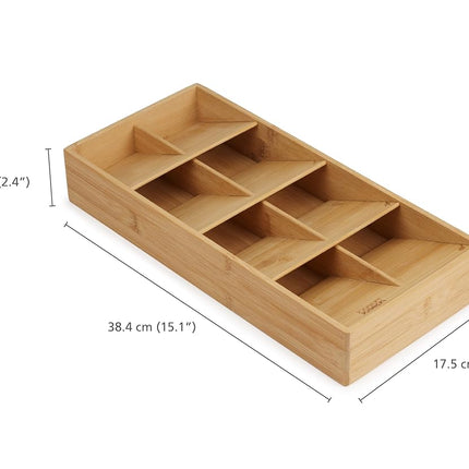 Joseph Joseph Drawer Store - Large Compact Cutlery Drawer Organizer, 8 Compartments, Holds 48 Pieces, Bamboo