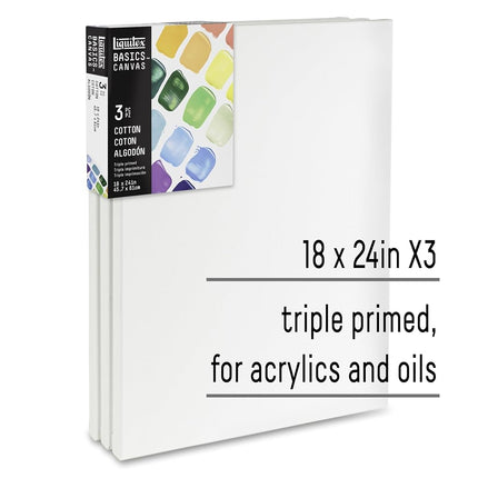 Liquitex BASICS Canvas, 3 pack, 18" x 24"