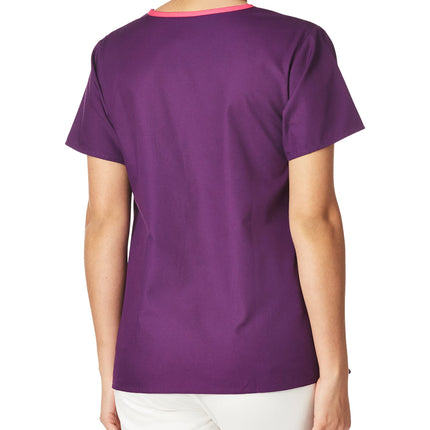WonderWink 6026XEGP4XL Origins - Blusa de cuello en V para mujer Charlie Fit, berenjena, 4XL extendida