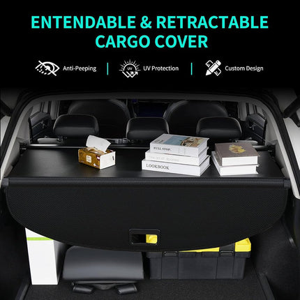 Cargo Cover for Rogue Xtrail Accessories 2024 2023 2022 2021, Anti-Peeping Retractable Car Trunk Cover Security Shade Privacy Screen with Carbon Fiber Texture for Rogue X-Trail 2021-2024
