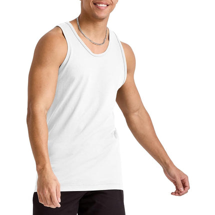 Hanes Men's Essentials Top Pack, Midweight Cotton Tanks, Sleeveless Shirts, 3-Pack, White, S
