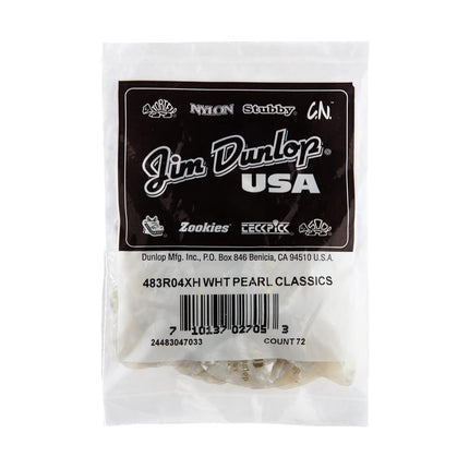 Dunlop 483R04XH Genuine Celluloid, White Pearloid, Extra Heavy, 72/Bag