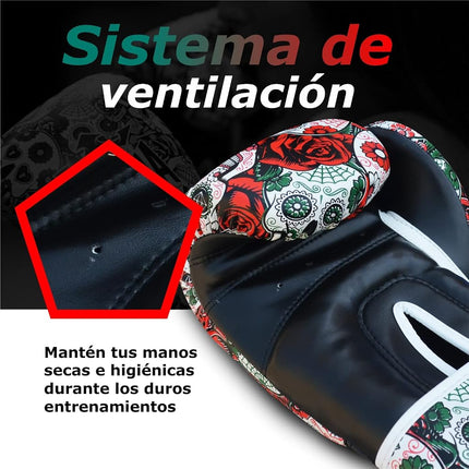 BUDDHA FIGHT WEAR - Mexican Boxing Gloves - Muay Thai - Kick Boxing Synthetic Leather - GS-3 Inner Padding - Impact Protection - Red Color - Size 12 Oz