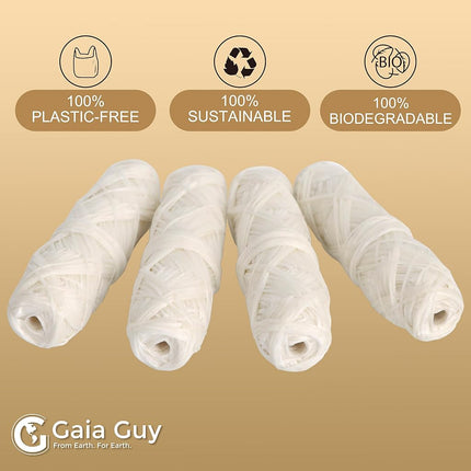 Gaia Guy Silk Dental Floss Refill | Unflavored Natural Silk | 4 x 30 Meter Spools | Compostable, Biodegradable & Eco-Friendly