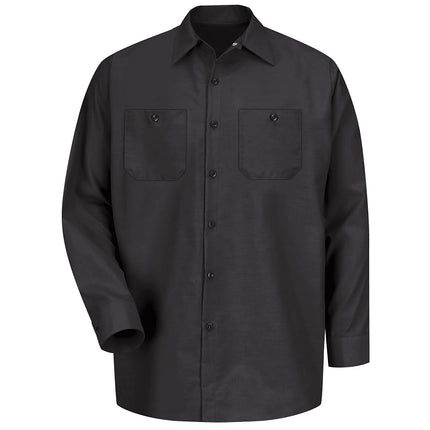 Red Kap Men's Industrial Work Shirt, Regular Fit, Long Sleeve Utility Button, Black, Medium