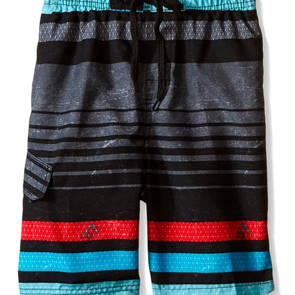Kanu Surf Big Boys Echo Stripe Swim Trunks Black 10/12