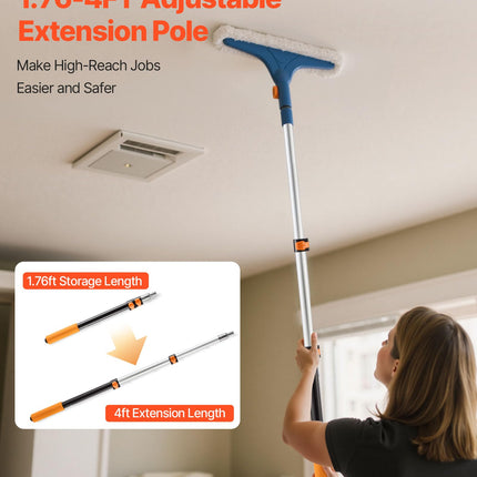 VEVOR Telescopic Extension Pole, 2-4 FT Multi-Purpose Extendable Pole, Sturdy Aluminum Alloy Paint Pole Extension with Flip-Lock Design, High Reach Roller Stick for Painting, Dusting and Cleaning