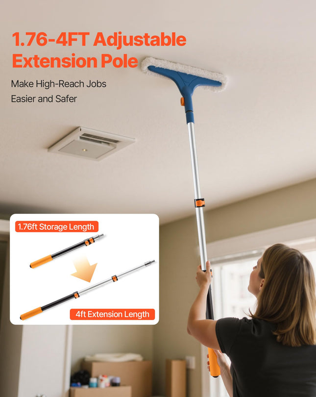 VEVOR Telescopic Extension Pole, 2-4 FT Multi-Purpose Extendable Pole, Sturdy Aluminum Alloy Paint Pole Extension with Flip-Lock Design, High Reach Roller Stick for Painting, Dusting and Cleaning