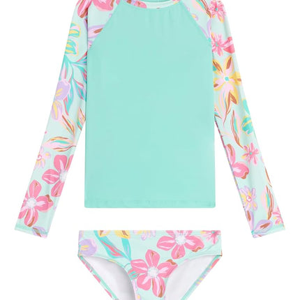 Kanu Surf Filles River Maillot de Bain Deux Pièces Anti-UV UPF 50+ à Manches Longues, Daria Vert, 6