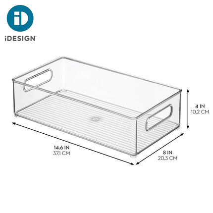 InterDesign 70530 Refrigerator and Freezer Storage Organizer Bins for Kitchen, 8" x 4" x 14.5", Clear Large
