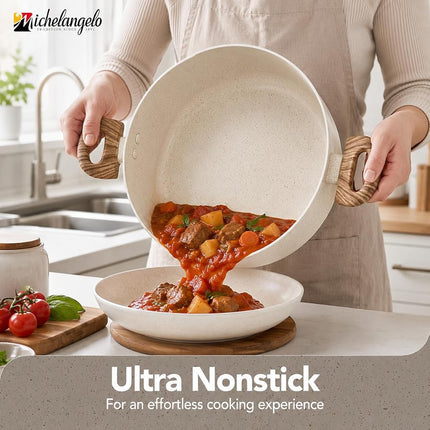 Michelangelo Nonstick Cooking Pot - 5.7 Litre Soup Pot with Lid for Family Meals, Non-Toxic Stockpot with Stay-Cool Handles, Induction Ready, Easy Cleanup, PFOA & PFOS Free