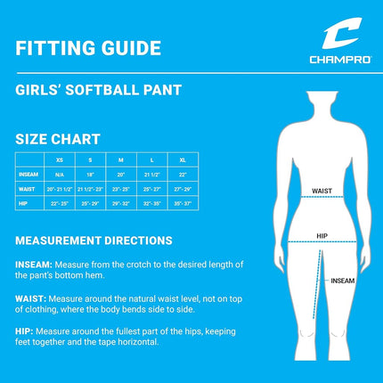 Champro Women's Tournament Traditional Low-Rise Polyester Softball Pant, XX-Large, White