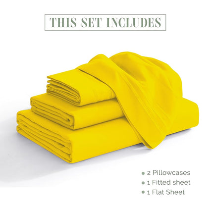 Elegant Comfort Luxurious 1500 Thread Count Egyptian Quality Three Line Embroidered Softest Premium Hotel Quality 3-Piece Bed Sheet Set, Wrinkle And Fade Resistant, Twin/Twin XL, Yellow