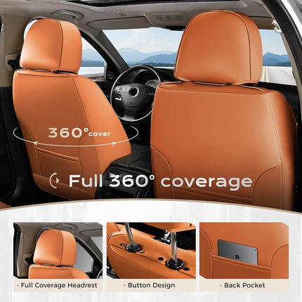Coverado Seat Covers, Car Seat Covers Full Set, Leather Seat Covers for Cars, Car Seat Protector, Black Car Seat Covers Front Seats and Back Seats Universal Fit for Most Cars Brown-Black