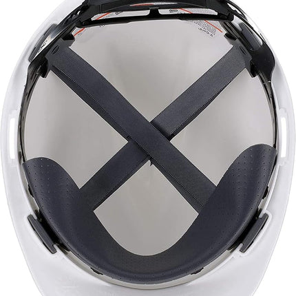 MSA 475358 V-Gard Cap Style Safety Hard Hat With Fas-Trac III Ratchet Suspension | Polyethylene Shell, Superior Impact Protection, Self Adjusting Crown-Straps - Standard Size in White