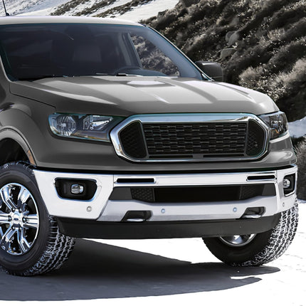 DNA MOTORING Front Bumper Face Bar Compatible With Ford Ranger 2019-2024, With Park Assist, FO1002438, Chrome, BUMP-F-FR19-FB-01-CH