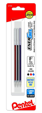 Pentel Refill Ink - For BLC35 EnerGel 3 & BLW355 EnerGel 2S, Assorted (ABC) Ink, 3-pk - LRN5HBP3M