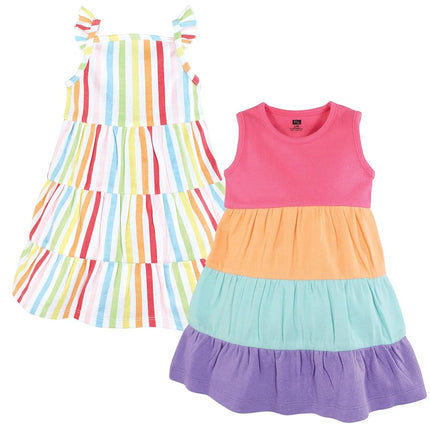 Robes en coton pour bébés filles Hudson Baby, rayures arc-en-ciel, 12 ans