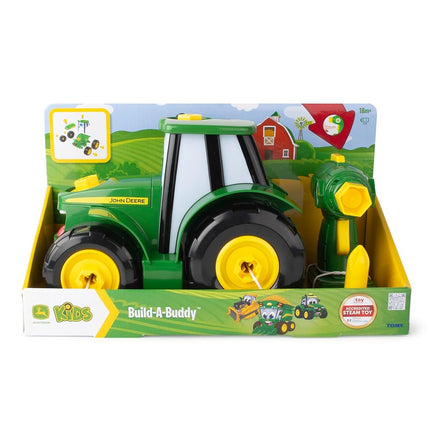 John Deere Build A Johnny Tractor, 16 Piece Building Farm Toy Car, Tractor Toy With Motorised Drill For 18 Months, 2, 3 and 4 Years Old Boys and Girls