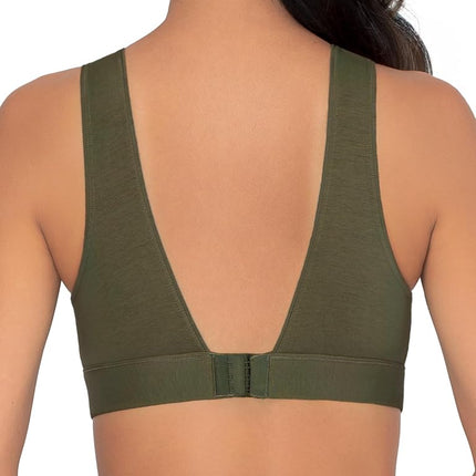 Fruit of the Loom Women's Full Coverage Wireless Cotton Bralette, Desert Dusk/Olive Night, 3XL Plus