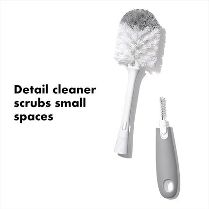 OXO Tot Bottle Brush with Nipple Cleaner and Stand – Gray, 2-Pack