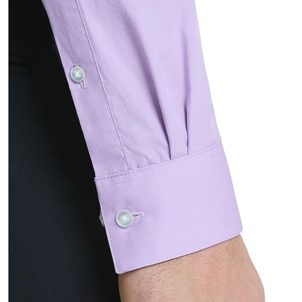 Van Heusen Men's Dress Shirt Regular Fit Poplin Solid, Lavender, 18.5" Neck 34"-35" Sleeve