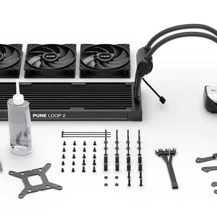 be quiet! Pure Loop 2 360mm all-in-one water cooler for overclocked AMD/Intel systems, 3x Pure Wings 3 PWM high-speed fan, high static pressure, dual decoupled PWM pump with ARGB, BW019