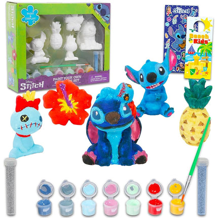 Disney Stitch Paint Your Own Figurines Set for Kids - Bundle with DIY Painting Set Featuring Lilo and Stitch Plus Stickers, More | Paint Your Own Stitch Figures for Girls