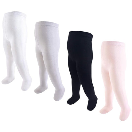 Hudson Baby girls Cotton Rich Tights, Light Pink Black, 2-4T