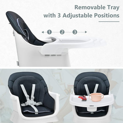 INFANS 8 in 1 Baby High Chair, Convertible Highchair for Babies and Toddlers, Infant Dining Booster Seat, Building Block Table, Kids Stool Table Chair Set with Removable Tray (Black)