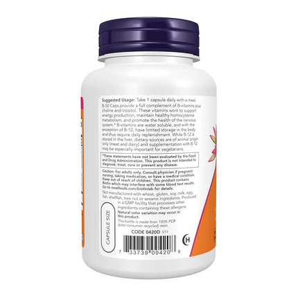 NOW Supplements, Vitamin B-50 mg, 100 Veg Capsules