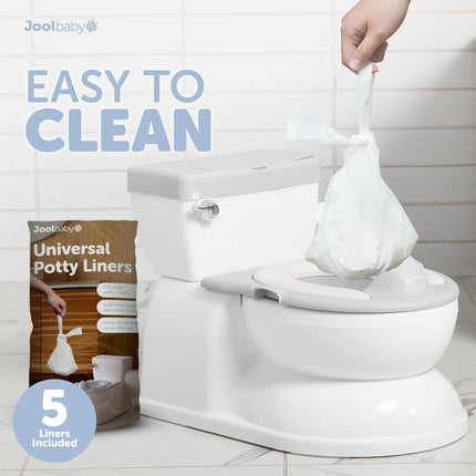 Real Feel Potty with Wipes Storage, Transition Seat & Disposable Liners - Realistic Toilet - Easy to Clean & Assemble - Jool Baby (Grey)