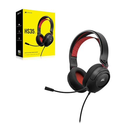 Corsair HS35 v2 Multiplatform Wired Gaming Headset � Flexible Omni-Directional Microphone � Universal 3.5mm Connection � PC, Mac, PS5, PS4, Xbox, Nintendo Switch, Mobile � Red