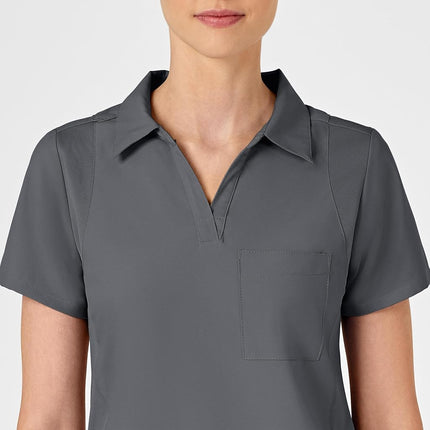 WonderWink Women's Collar Top, Pewter, 3X