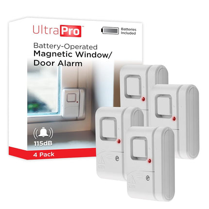 GE Personal Security Window/Door, 4-Pack, DIY Protection, Burglar Alert, Wireless, Chime/Alarm, Easy Installation, Ideal for Home, Garage, Apartment, Dorm, RV and Office, 45174, White