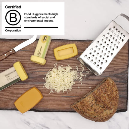 Food Huggers Cheese Huggers Set of 4 Reusable Silicone Savers | Cheese Paper Alternative | Store Cheddar, Swiss, Colby Jack and More