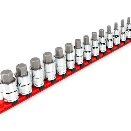 TEKTON Juego de vasos de punta hexagonal con riel de 1/2 pulgada, 14 piezas (6-19 mm) | SHB92102