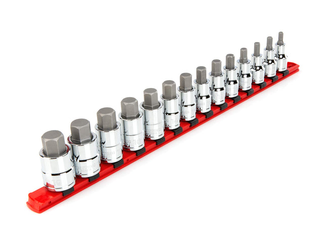 TEKTON 1/2 Inch Drive Hex Bit Socket Set with Rail