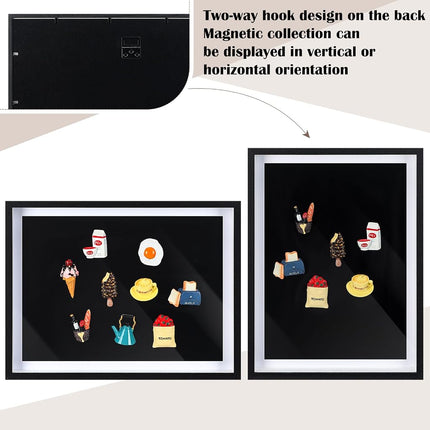 Vicenpal Large Souvenir Magnet Display Case 16 x 12 Souvenir Fridge Magnets Collection Display Board Removable Magnetic Frame Dust Proof Magnetic Case for Wall Tabletop Refrigerator(1 Pcs,Black)
