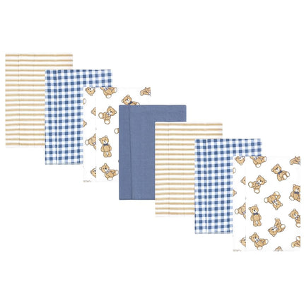 Hudson Baby Lot de 7 langes en flanelle pour bébé unisexe, motif ours gentleman, taille unique