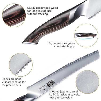 HOSHANHO Bread Knife 10 inch, Ultra Sharp Japanese Serrated Bread Knife
