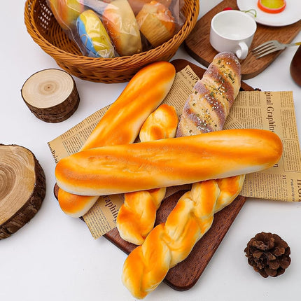 Meiwlong 5 Pieces Fake Bread Set,Realistic Artificial Fake Baguette Bread Loaf Loaves for Food Props Display Home Kitchen Bakery Restaurant Decoration