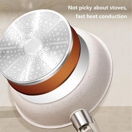 Juego de ollas y sartenes antiadherente, juego de utensilios de cocina de 12 piezas para cocinar, juego de cocina con sartenes antiadherentes con tapa y mango desmontable, beige