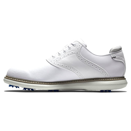 Chaussures de golf Footjoy Traditions pour homme, blanc/blanc, 11 Étroit