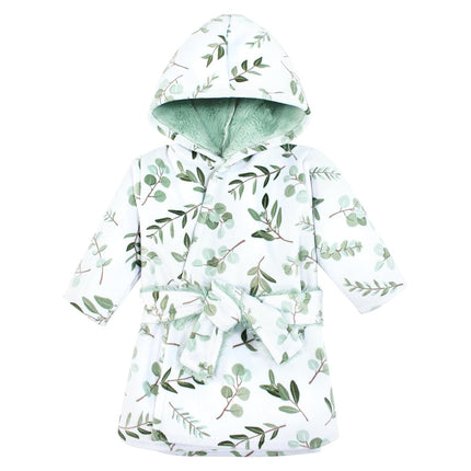 Hudson Baby Unisex Baby Mink with Faux Fur Lining Pool and Beach Robe Cover-ups, Eucalyptus, 0-6 Months