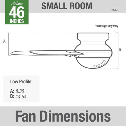 Hunter, 45" Anslee Indoor Low Profile, Premier Bronze