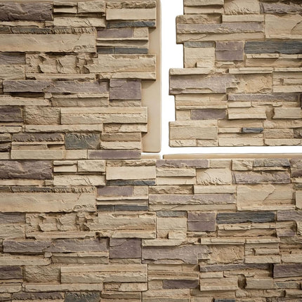 EverStone Cascade Faux Stone Panel, 48 5/8"W x 24 3/4"H x 1 1/4"D, Adobe Color