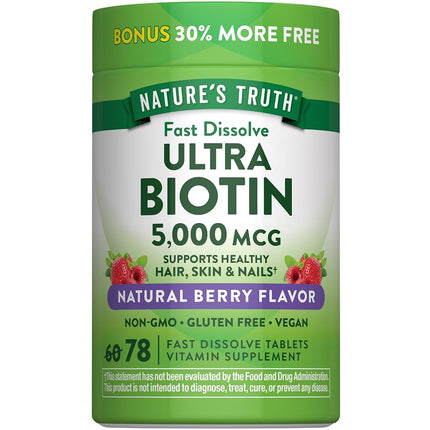 Ultra Biotin 5000mcg | 78 Fast Dissolve Tablets | 