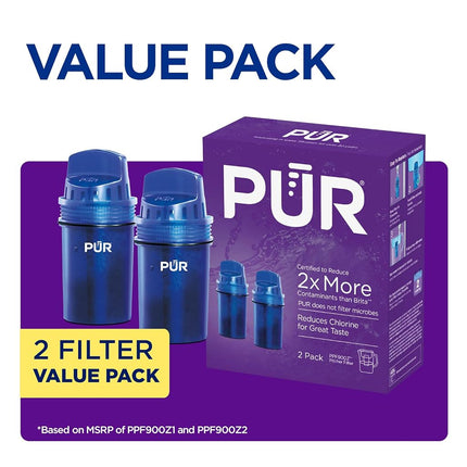 PUR Water Pitcher Replacement Filter (Pack of 2), Blue – Compatible with All PUR Pitcher and Dispenser Filtration Systems, PPF900Z